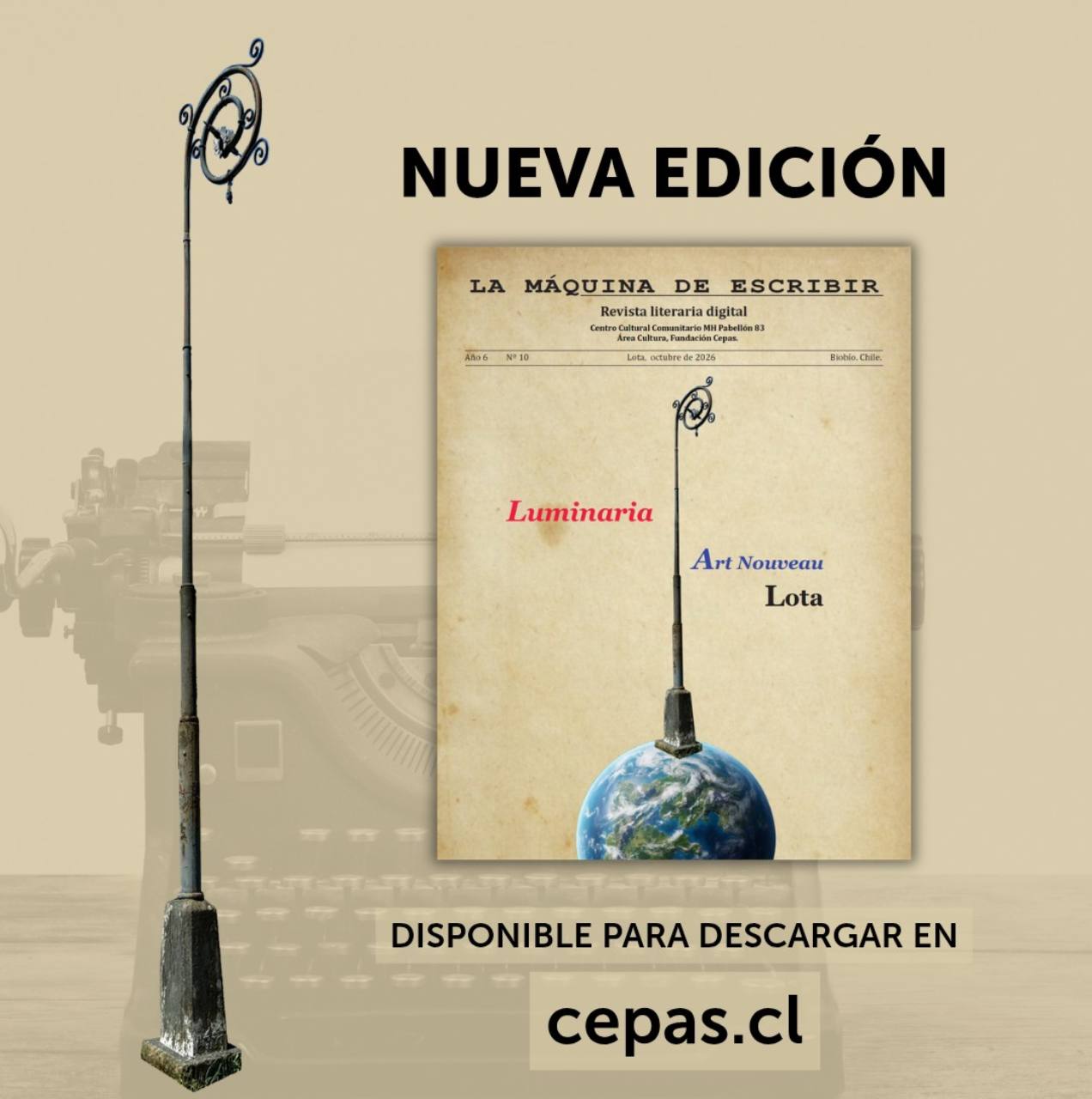 Nueva edición de La máquina de escribir, revista literaria digital, octubre de 2026